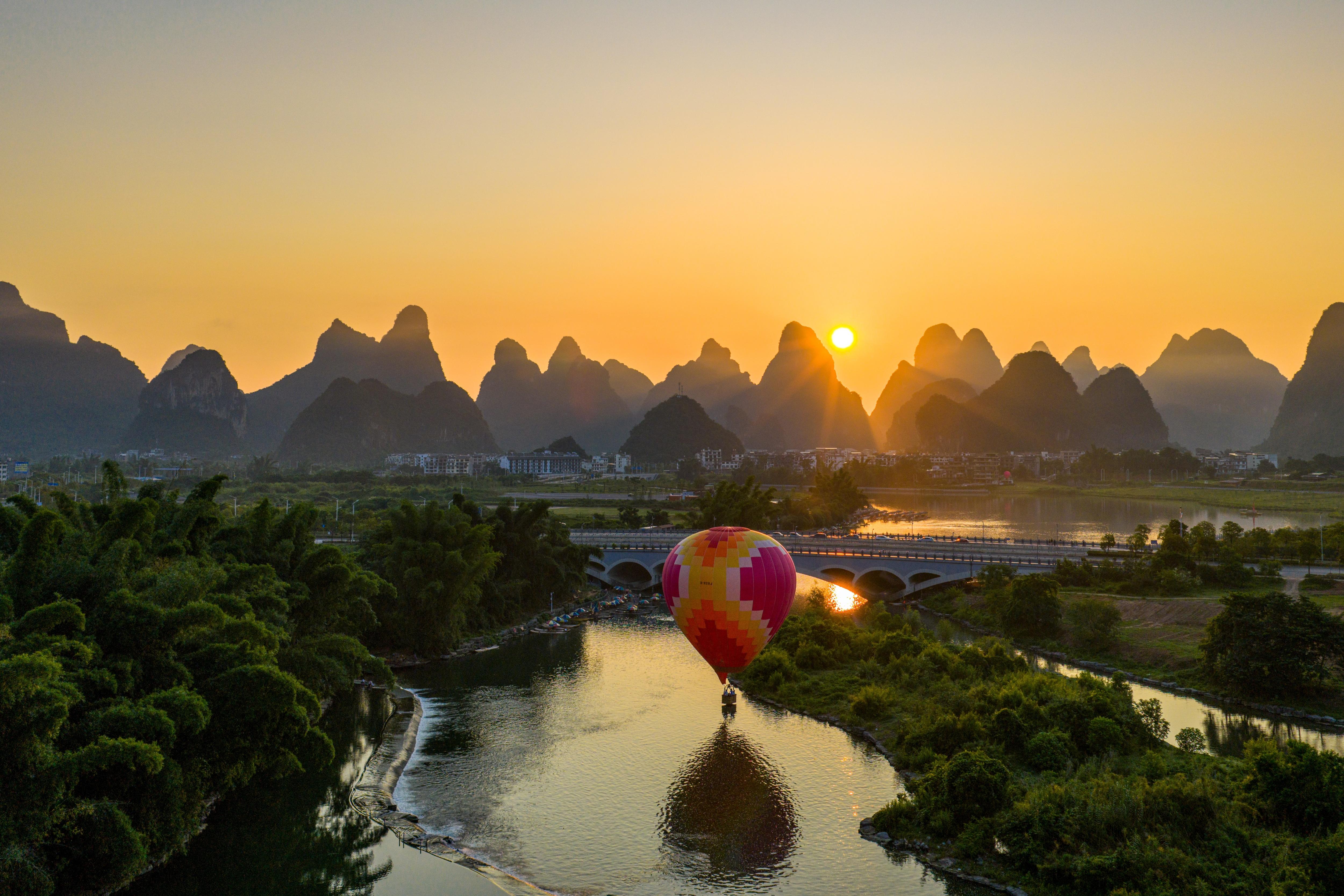 Karst peaks along the Li River at Elephant Trunk Hill